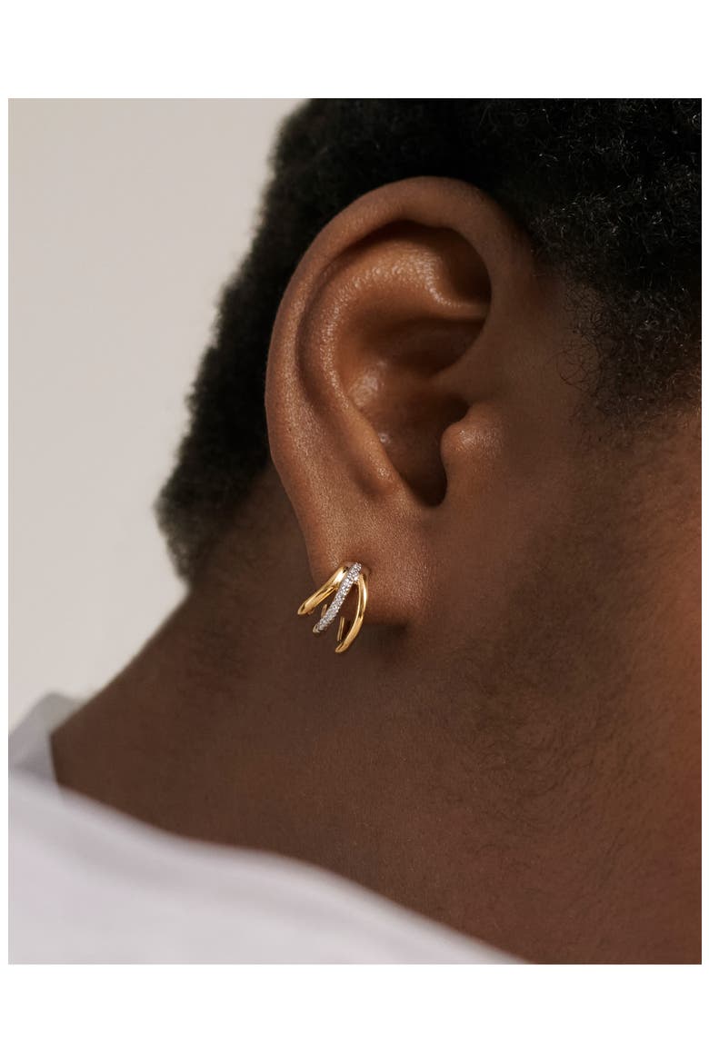 Riva Pavé Diamond Triple Wave Huggie Hoop Earrings, Alternate, color, 18CT GOLD VERMEIL ON STERLING