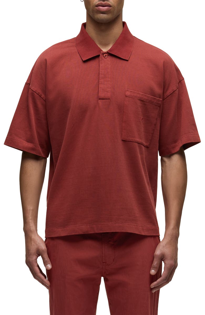 Hudson Jeans Heavyweight Cotton Pocket Polo, Main, color, Sunset