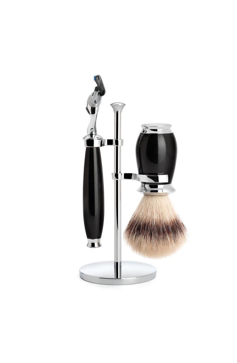 MÜHLE Purist Black 3-Piece Silvertip Fiber & Fusion Shaving Set, Main, color, Black