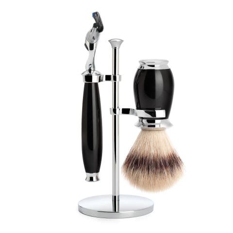 Purist Black 3-Piece Silvertip Fiber & Fusion Shaving Set