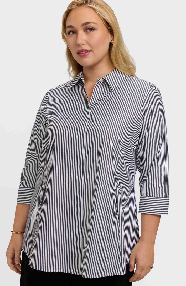 Foxcroft Cici Stripe Cotton Tunic Blouse, Alternate, color,