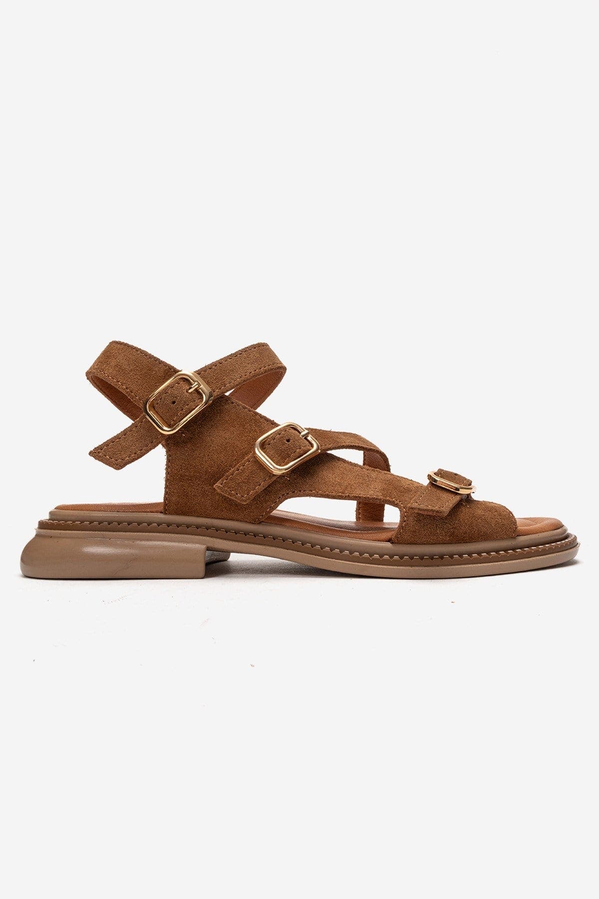 Morez Leather Sandal, Alternate, color, Cognac Suede