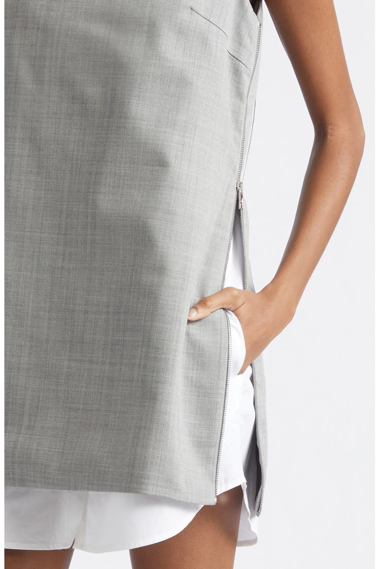 Layered Wool & Cotton Shift Minidress, Alternate, color, LIGHT HEATHER GREY/ WHITE