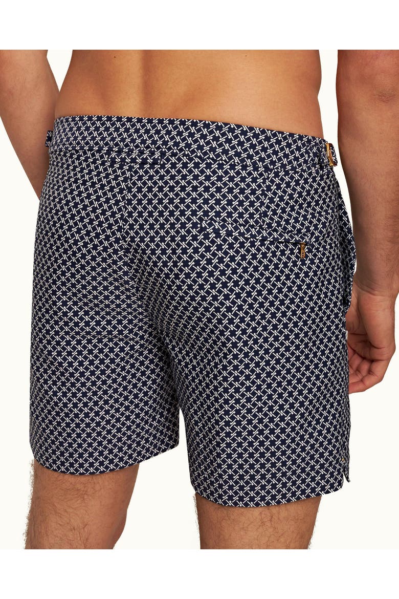 Bulldog Jacquard Mid-Length Swim Shorts, Alternate, color, NIGHT IRIS/CLOUD