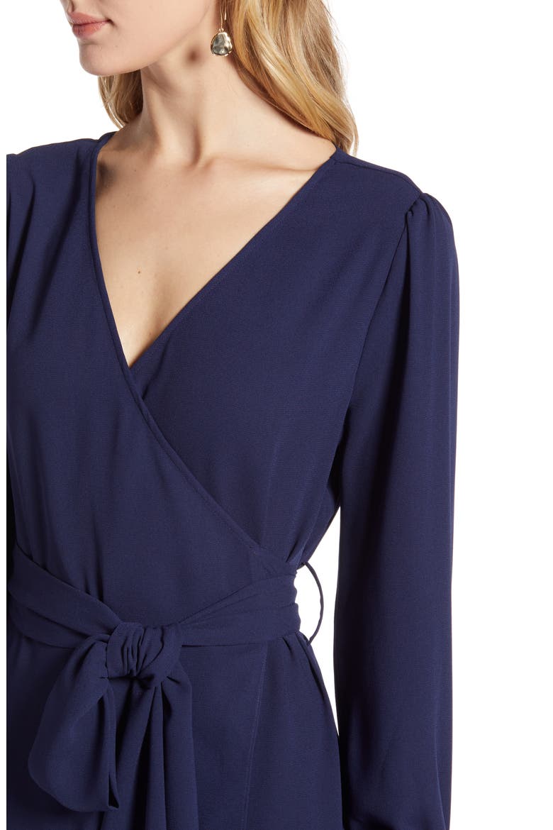 Long Sleeve Wrap Midi Dress, Alternate, color, NAVY PEACOAT