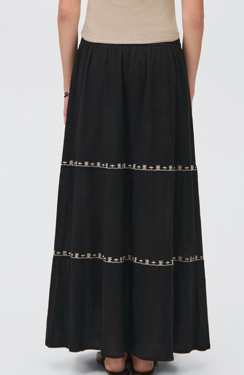 MANGO TEEN Embroidered Maxi Skirt, Alternate, color, Black