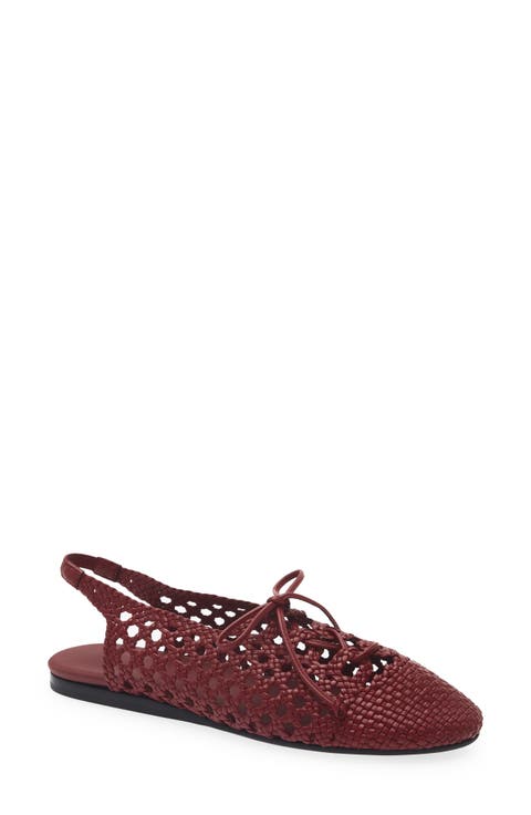 Sardana Handwoven Leather Lace Up Flat