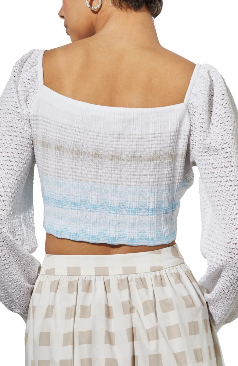 Ming Wang Square Neck Crop Sweater, Alternate, color, D Blue/ Hz/ Lm/ W