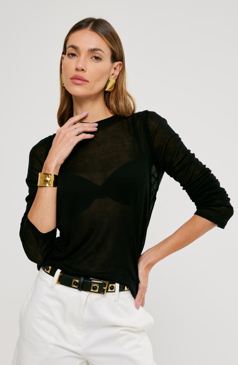 AUREUM No. 2 Stud Leather Belt, Alternate, color, Black Gold