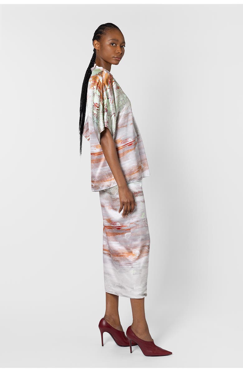 Roksanda Varo Printed Silk Blouse, Alternate, color, Brush Mint / Cinnamon / White