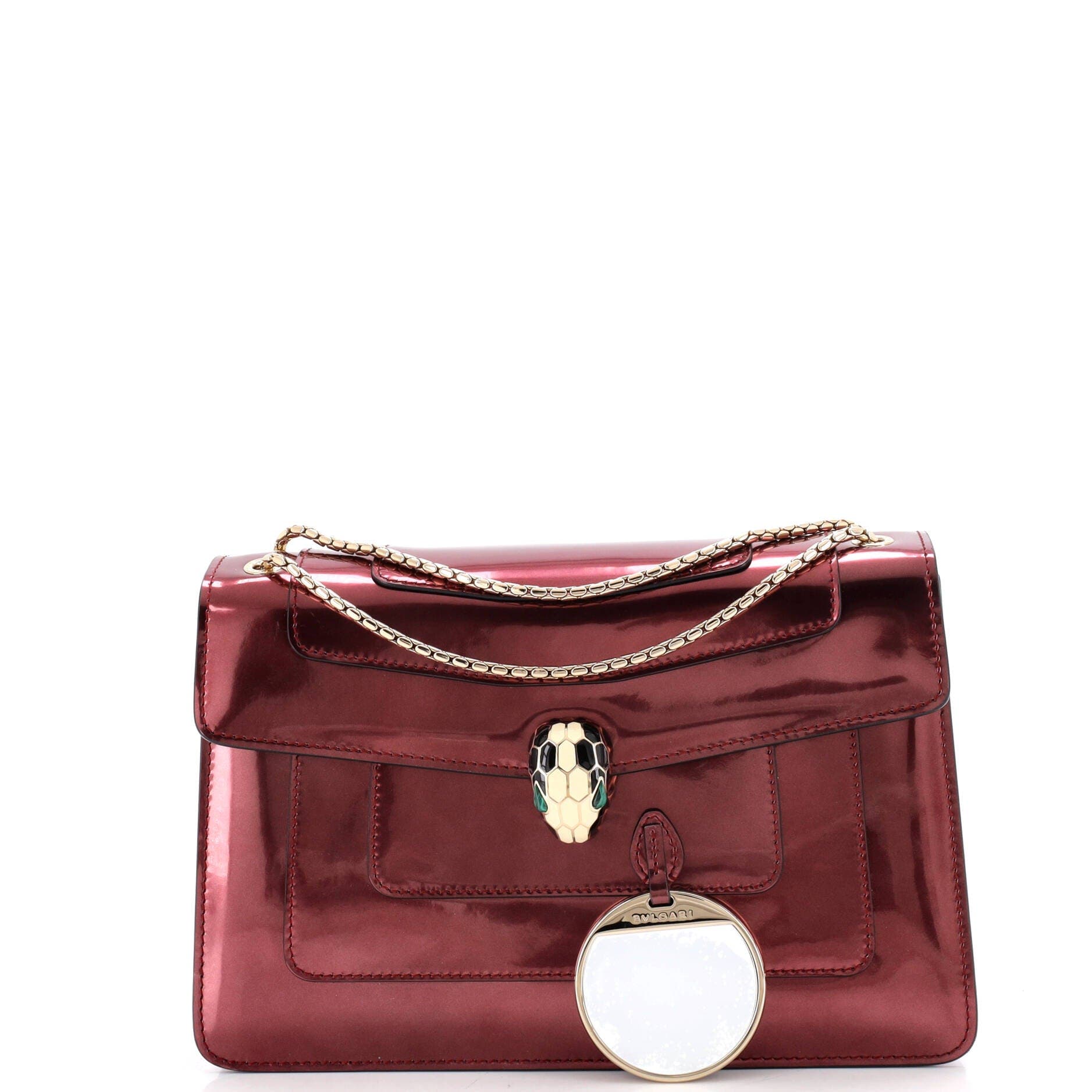 Serpenti Forever Shoulder Bag Metallic Leather Medium, Alternate, color, Pink