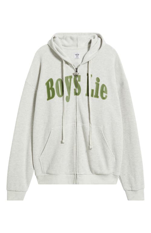 Boys Lie All Star Front Zip Waffle Stitch Hoodie In White