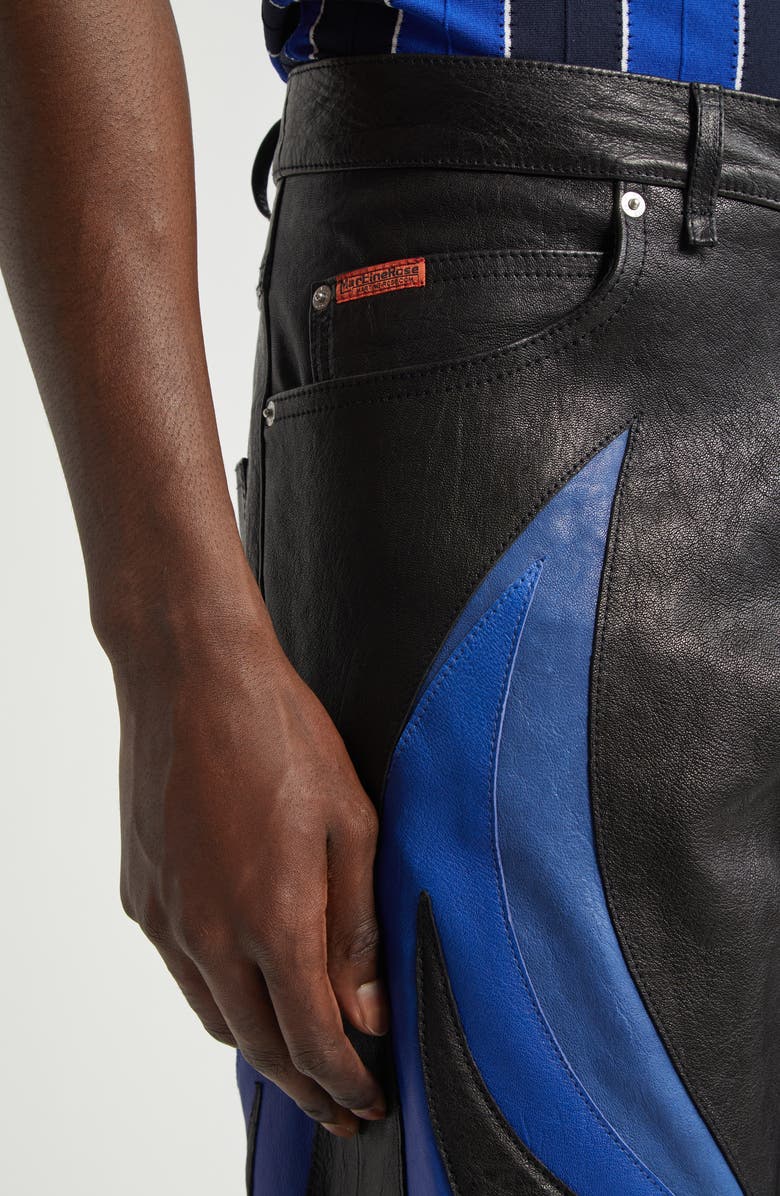 Martine Rose Appliqué Leather Trousers, Alternate, color, 