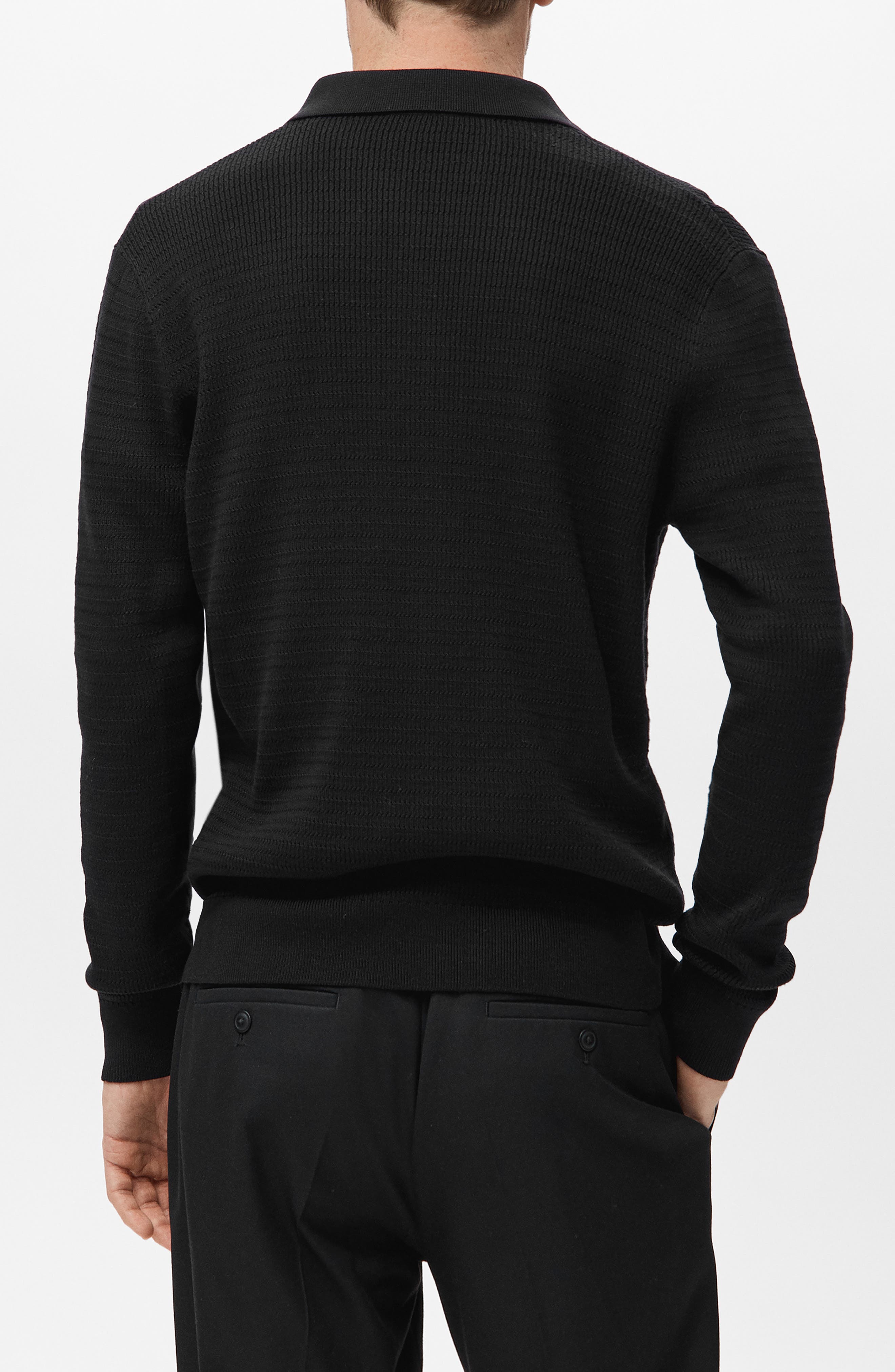 Texture Long Sleeve Polo - image 2