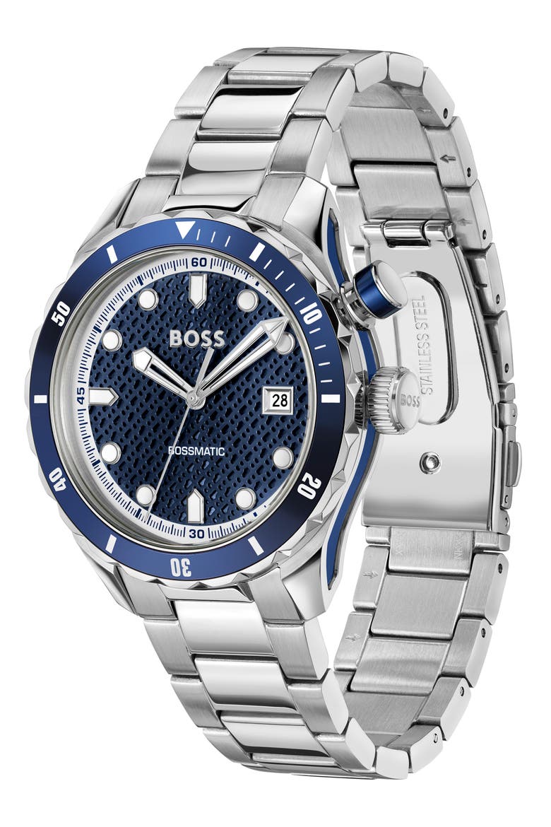 Bossmatic Bracelet Watch, 42mm, Alternate, color, BLUE DIAL
