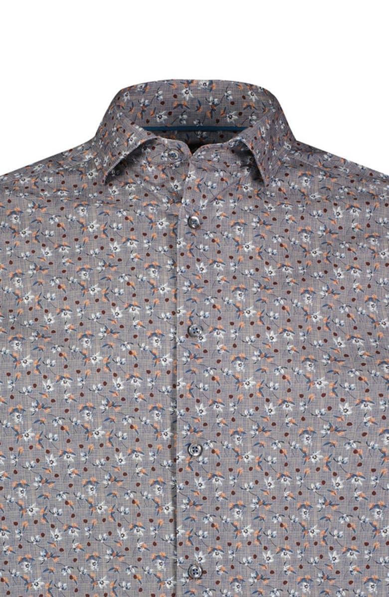 Luchiano Visconti Floral Print Shirt, Alternate, color, Smoke