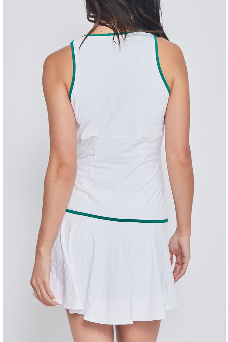 DRESS WITH FRONT BUTTONS, Alternate, color, WHITE WITH GREEN TRIM