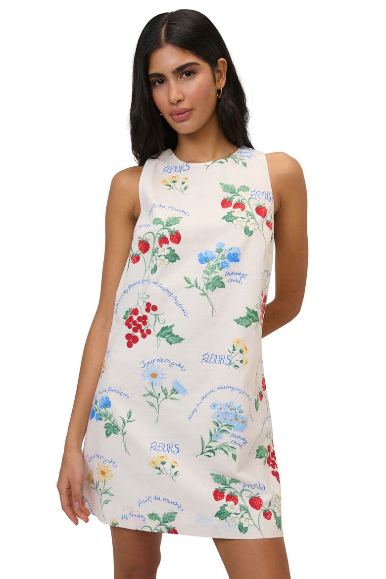Palermo Floral Shift Minidress, Alternate, color, WHITE