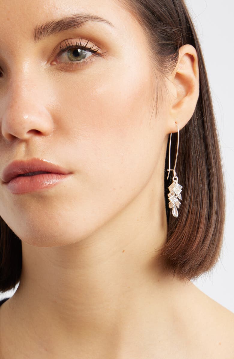 Nordstrom Shaky Cubic Zirconia Cluster Drop Earrings, Alternate, color, Clear- Silver
