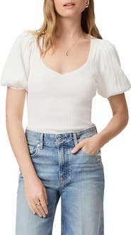 PAIGE Maie Puff Sleeve Rib Sweater