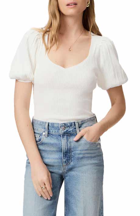 PAIGE Maie Puff Sleeve Rib Sweater