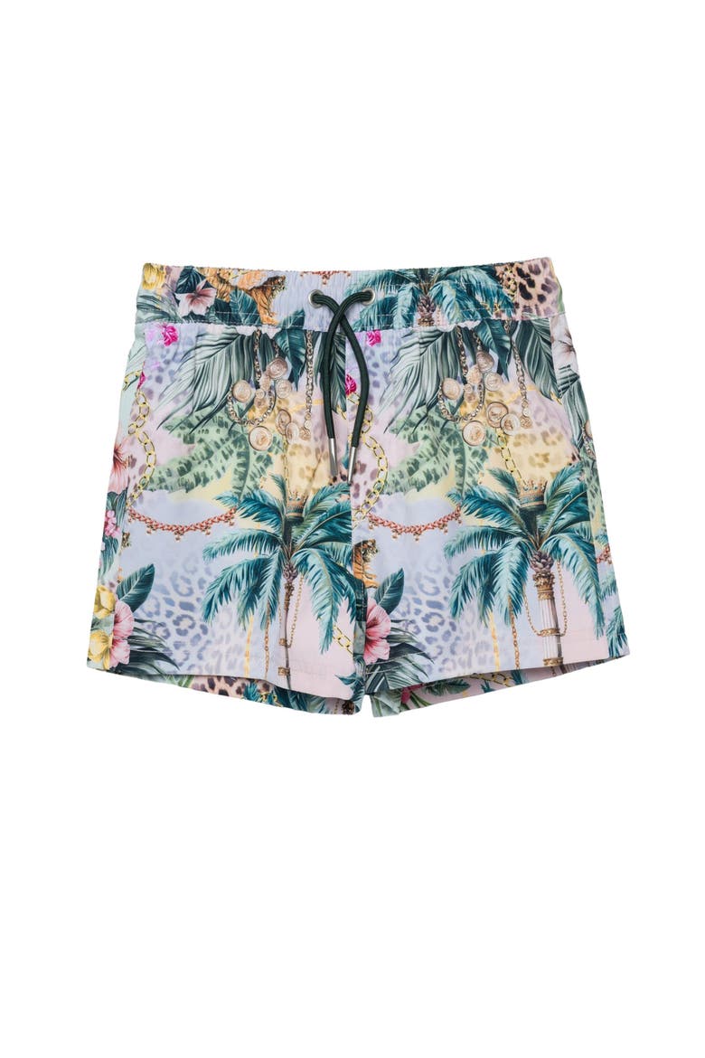 Jungle Treasure Drawstring Swim Shorts Swimsuit, Main, color, Multi-Jungle