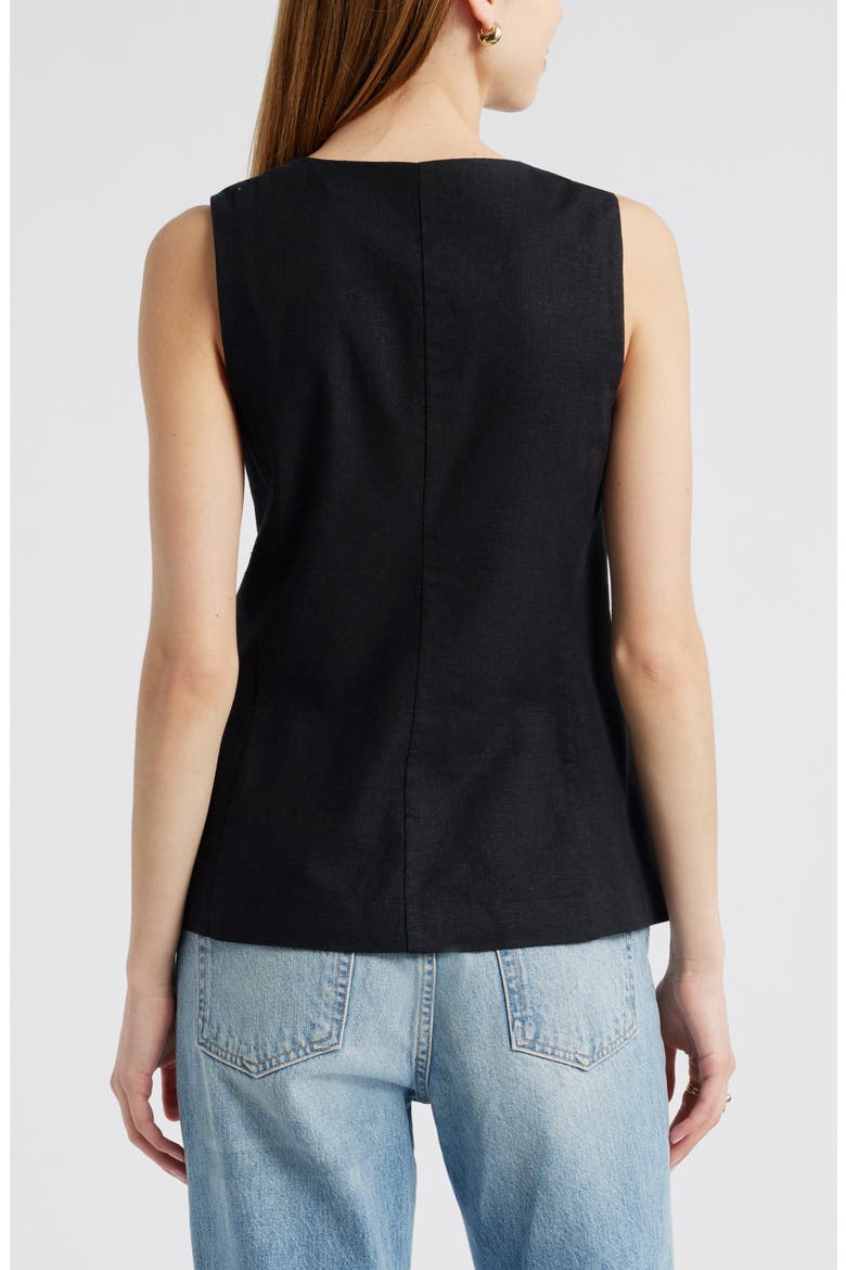 Linen Blend Vest, Alternate, color, BLACK