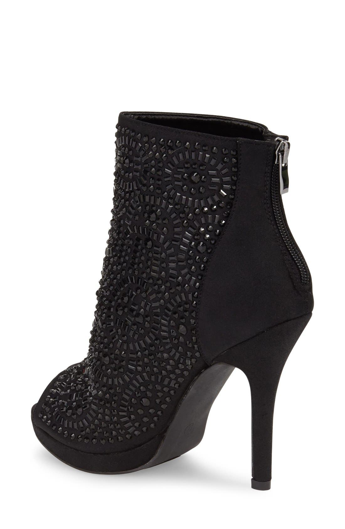 Lauren Lorraine 'Yasmin' Embellished Open Toe Bootie, Alternate, color, 