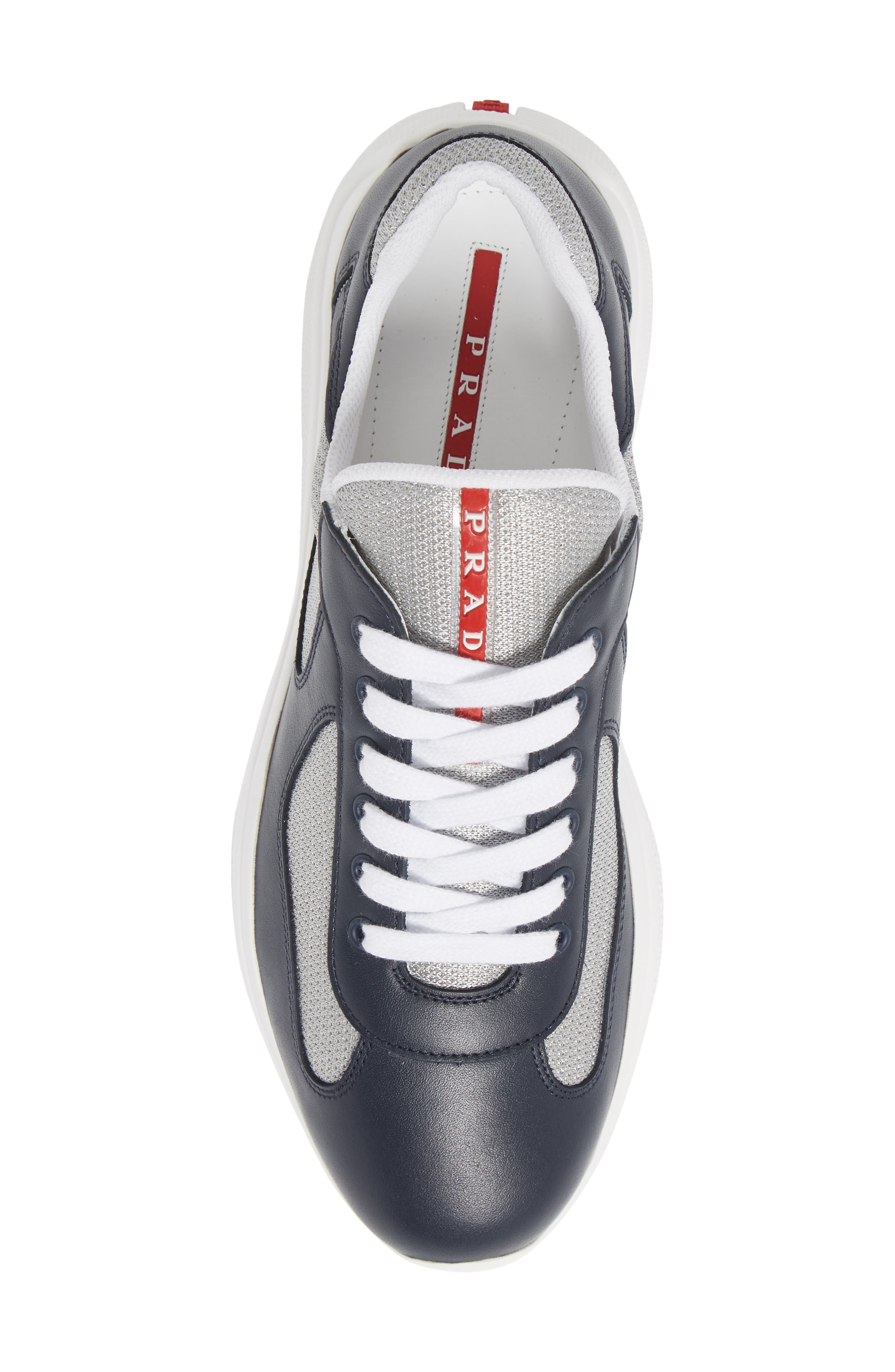 Prada America's Cup Bike Low Top Sneaker, Alternate, color, Baltico/ Argento