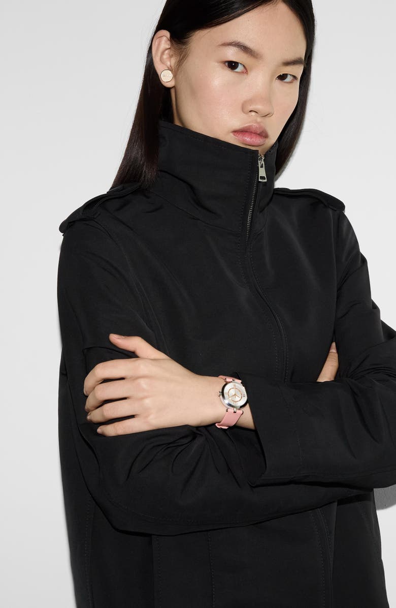 Gucci Model 2000 Leather Strap Watch, 30.5mm, Alternate, color, Pink/ White