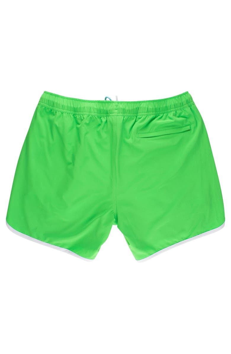 RuggedButts UPF50+ Sun Protected Men's Stretch Dolphin Hem Swim Trunks, Alternate, color, Neon Lime