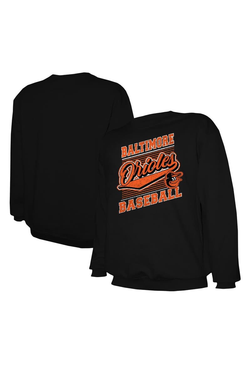 Men's Stitches Black Baltimore Orioles Pullover Sweatshirt, Main, color, Black