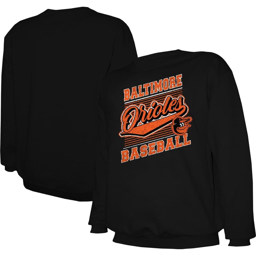 Stitches Black Baltimore Orioles Pullover Sweatshirt