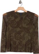 Sanctuary Sheer Mesh Long Sleeve Print Top