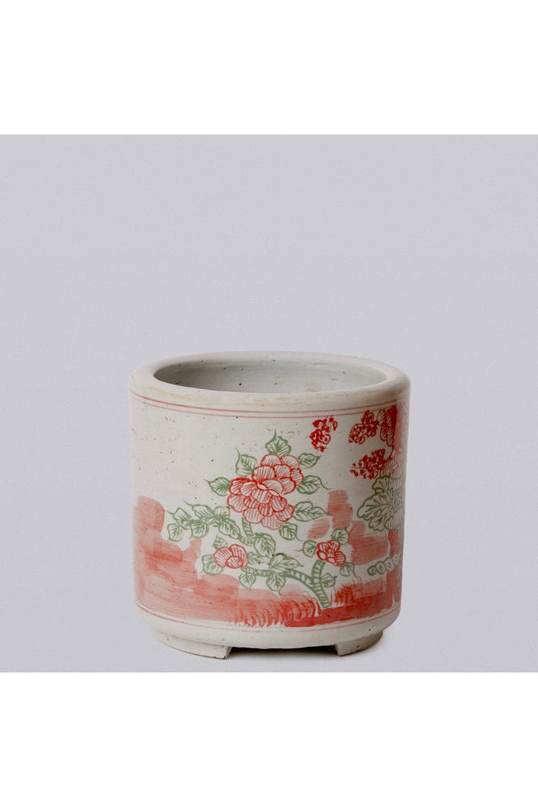 Pink and Green Porcelain Four Seasons Footed Cachepot, Alternate, color, Pink and Green