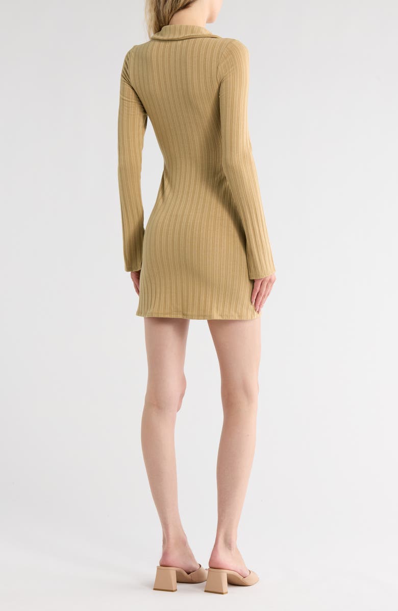 ASOS DESIGN Long Sleeve Polo Mindress, Alternate, color, Brown