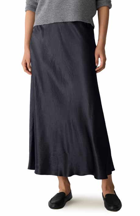 Eileen Fisher Crinkle Satin Bias Skirt
