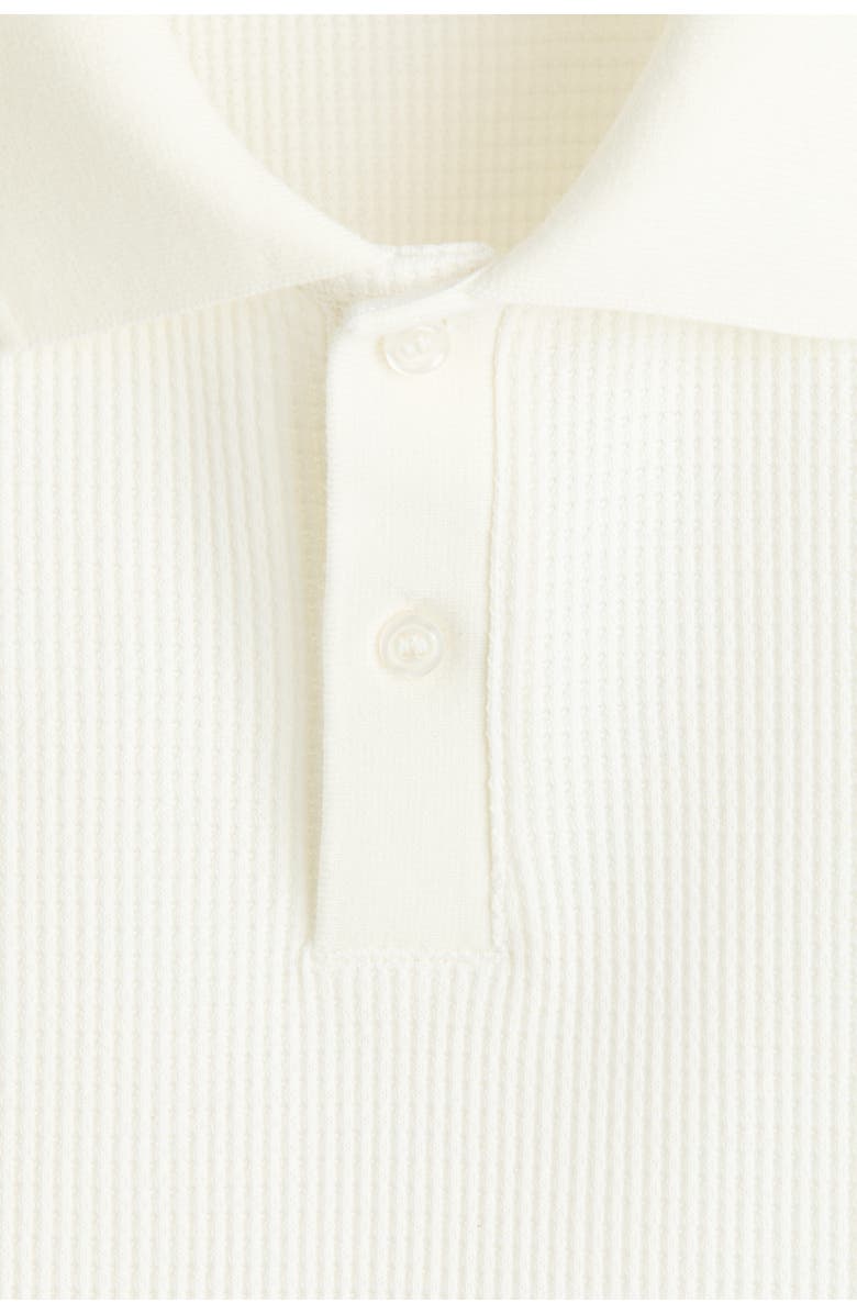 H&M Slim Fit Waffle-knit Polo Shirt, Alternate, color, Cream
