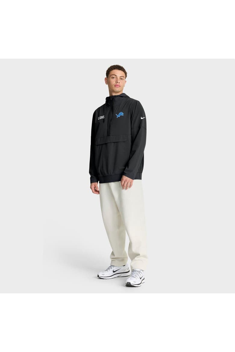 Men's Nike Black Detroit Lions Sideline Alt Pack Anorak Half-Zip Hoodie Jacket, Alternate, color, Black