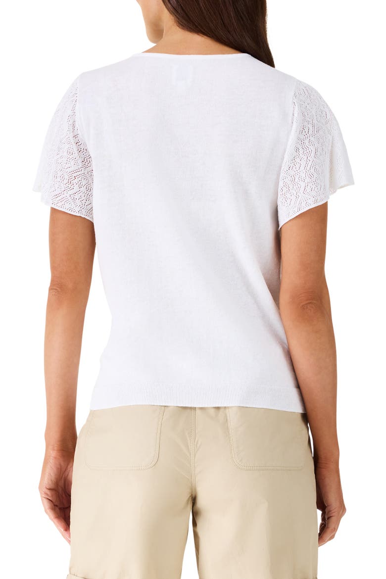 Pointelle Sleeve Sweater, Alternate, color, PAPER WHITE
