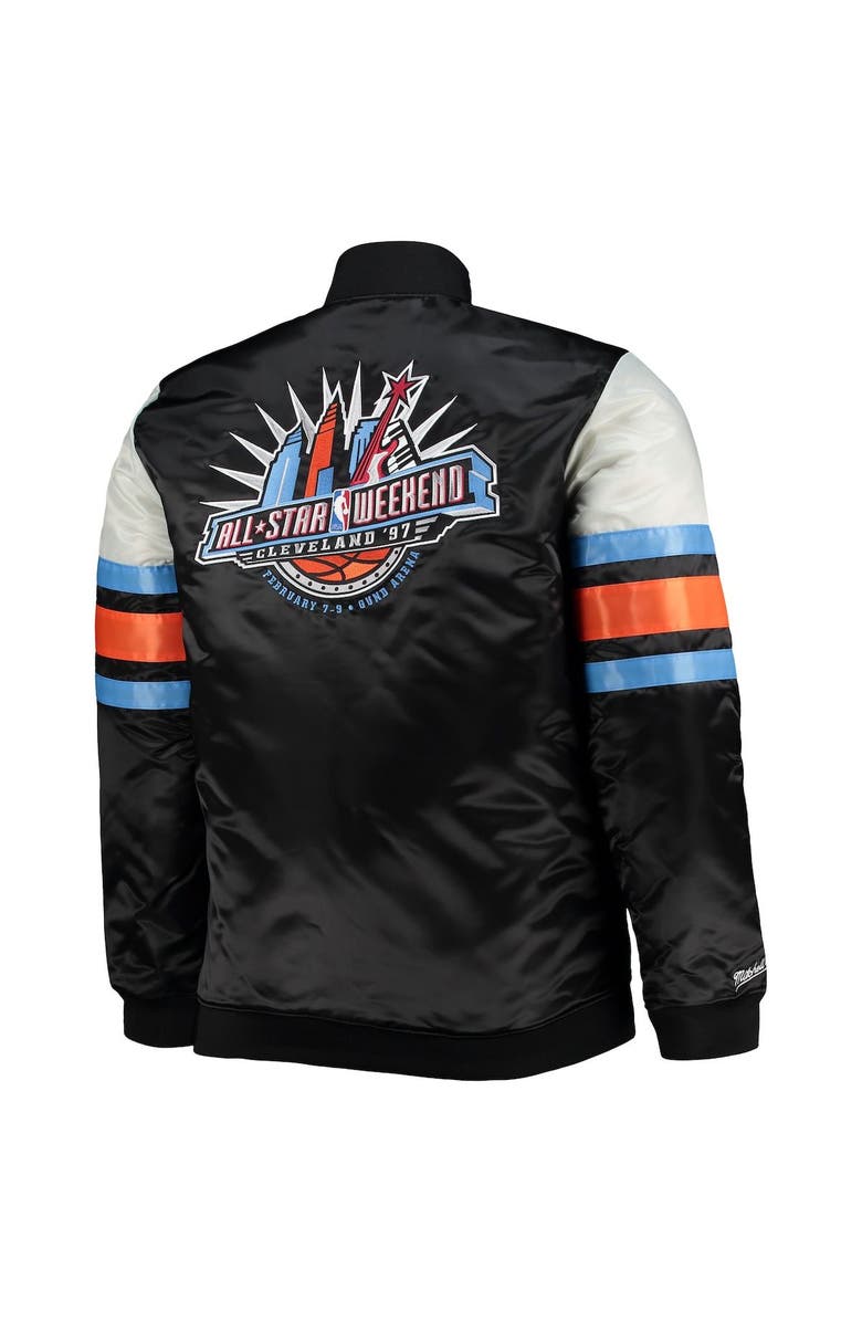 Mitchell & Ness Men's Mitchell & Ness Black Big & Tall Hardwood Classics 1997 NBA All-Star Game Heavyweight Satin Full-Snap Jacket, Alternate, color, Black