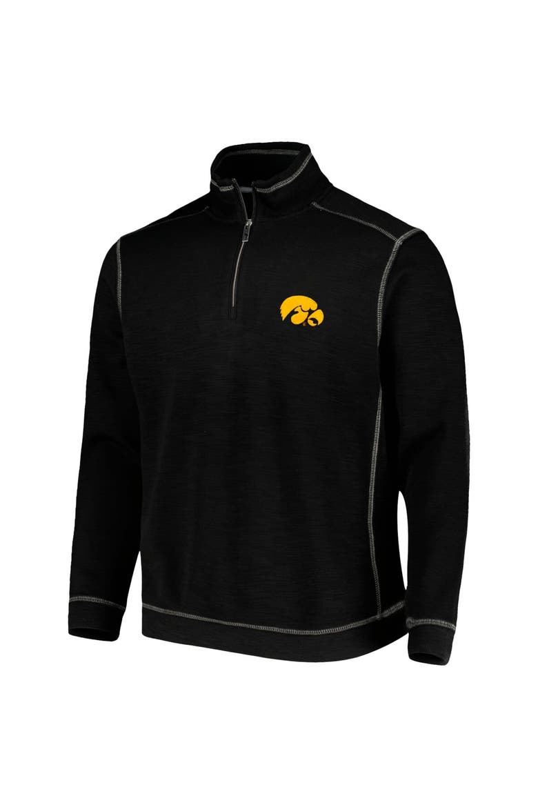 Men's Tommy Bahama Black Iowa Hawkeyes Sport Tobago Bay Tri-Blend Mock Neck Half-Zip Jacket, Alternate, color, Black