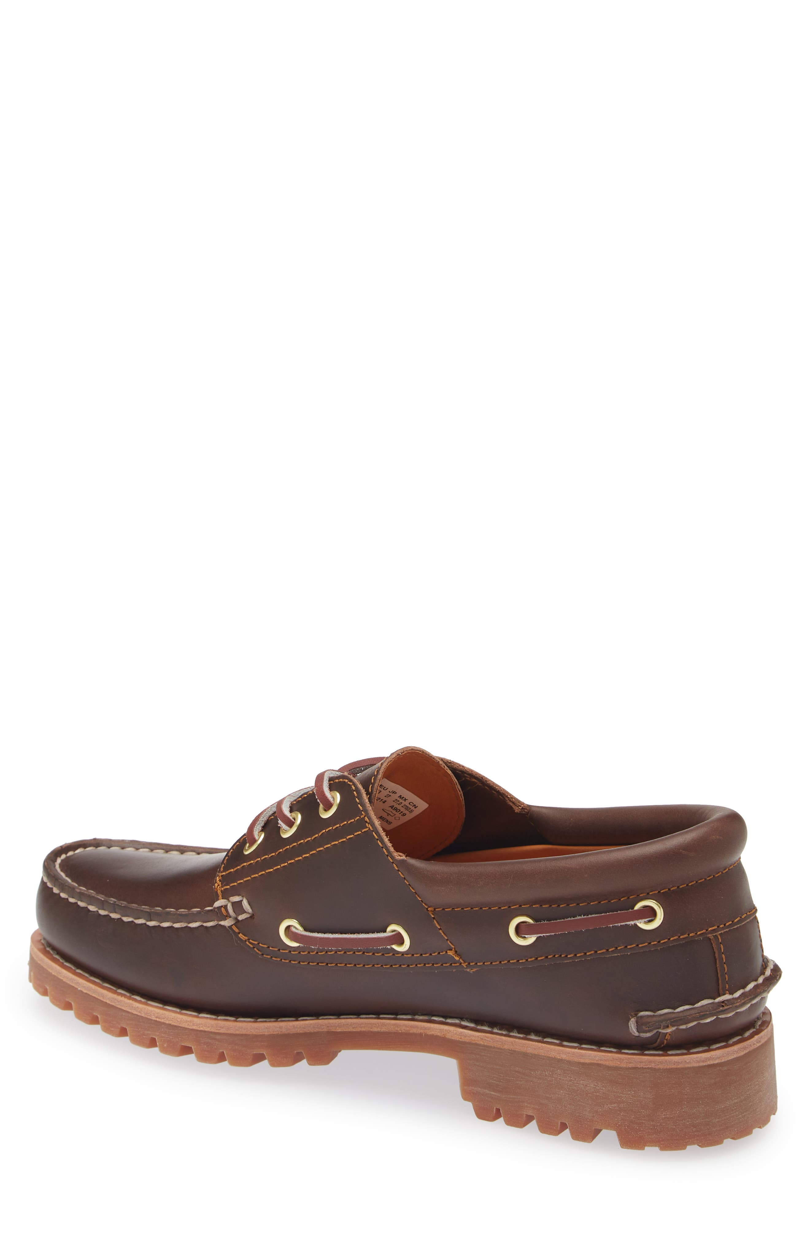 Timberland Authentic 3-Eye Lug Boat Shoe, Alternate, color, Brown