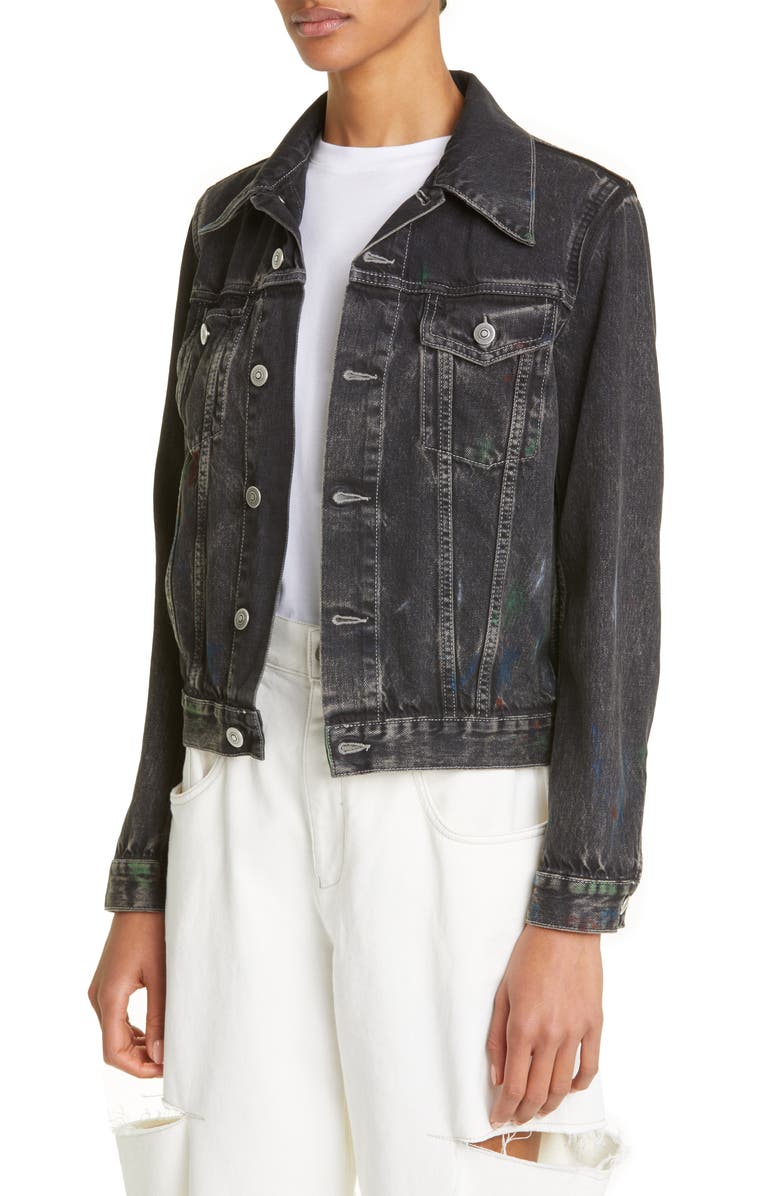 Maison Margiela Paint Splatter Denim Jacket, Alternate, color, 