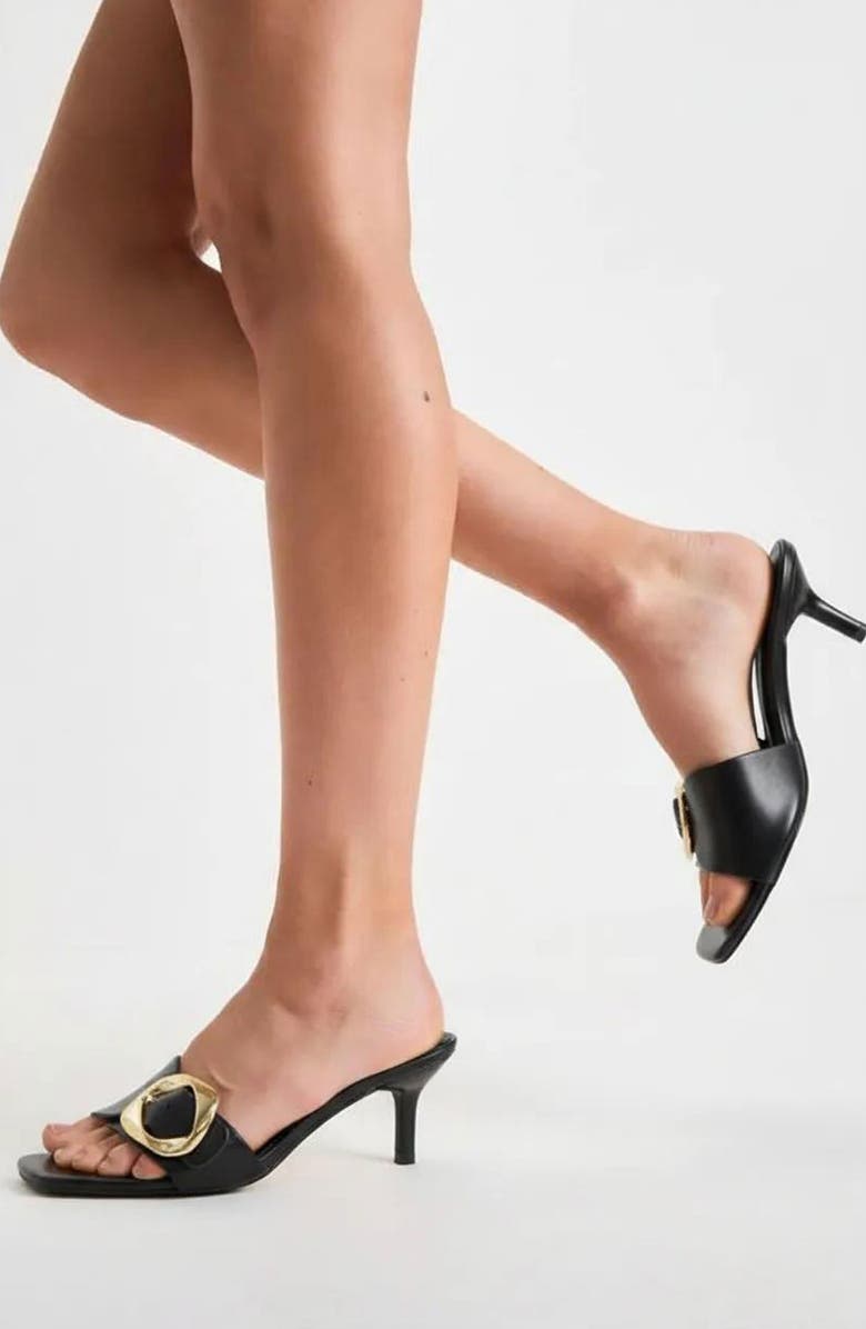 CHASE AND CHLOE Nailee Buckle Slide Sandal, Alternate, color, Black