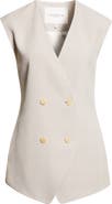 Lafayette 148 New York Grid Plaid Crepe Double Breasted Vest