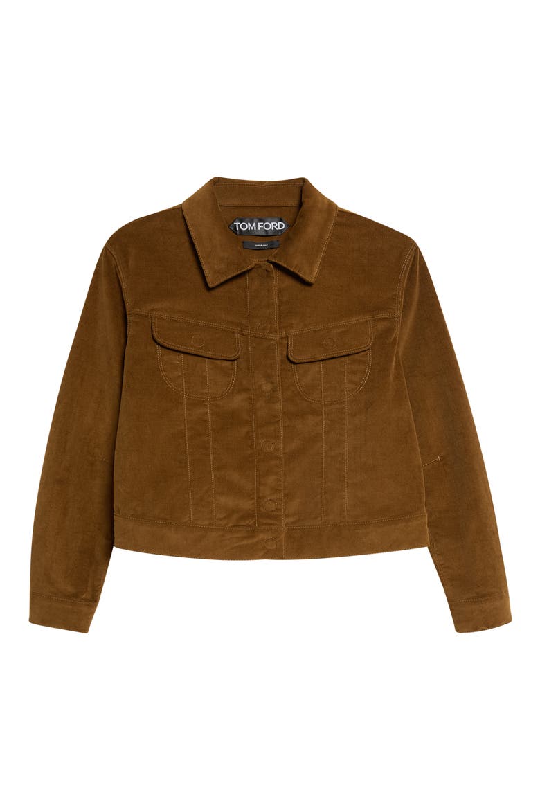 Stretch Cotton Velvet Western Jacket, Main, color, TOBACCO