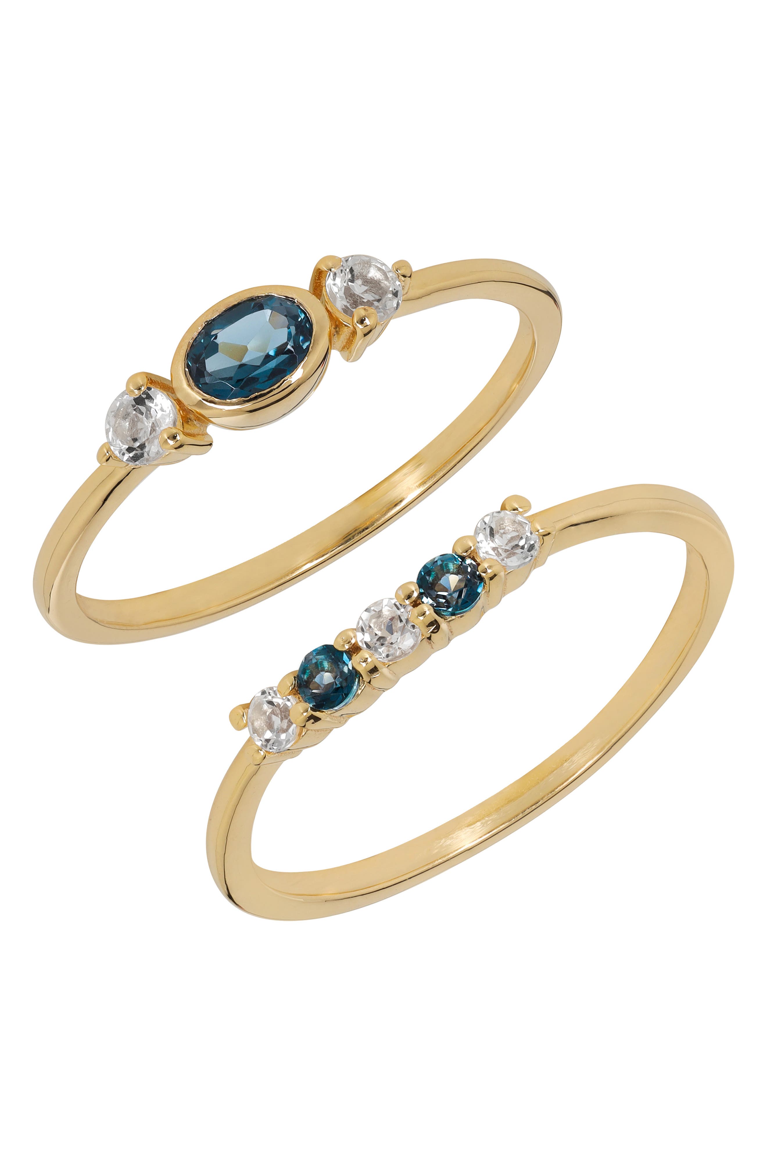 YS GEMS London Blue Topaz & White Topaz Ring