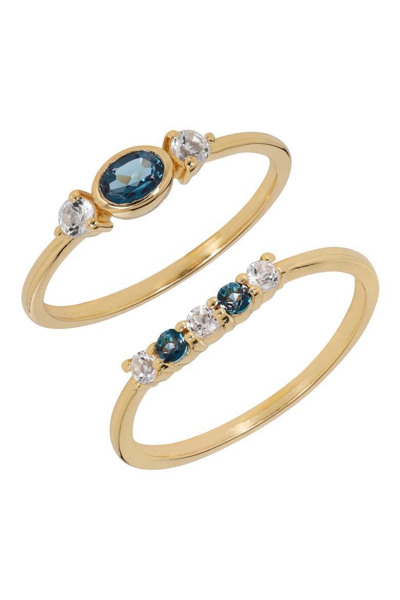 London Blue Topaz & White Topaz Ring, Main, color, BLUE