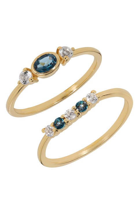 London Blue Topaz & White Topaz Ring